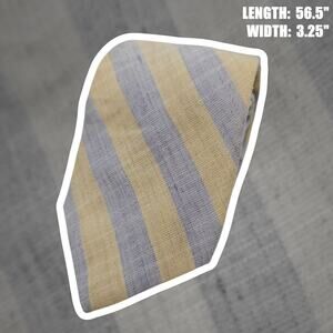 Savile Row Yellow Purple Textured Stripe Linen Blend Tie USA 56.5"